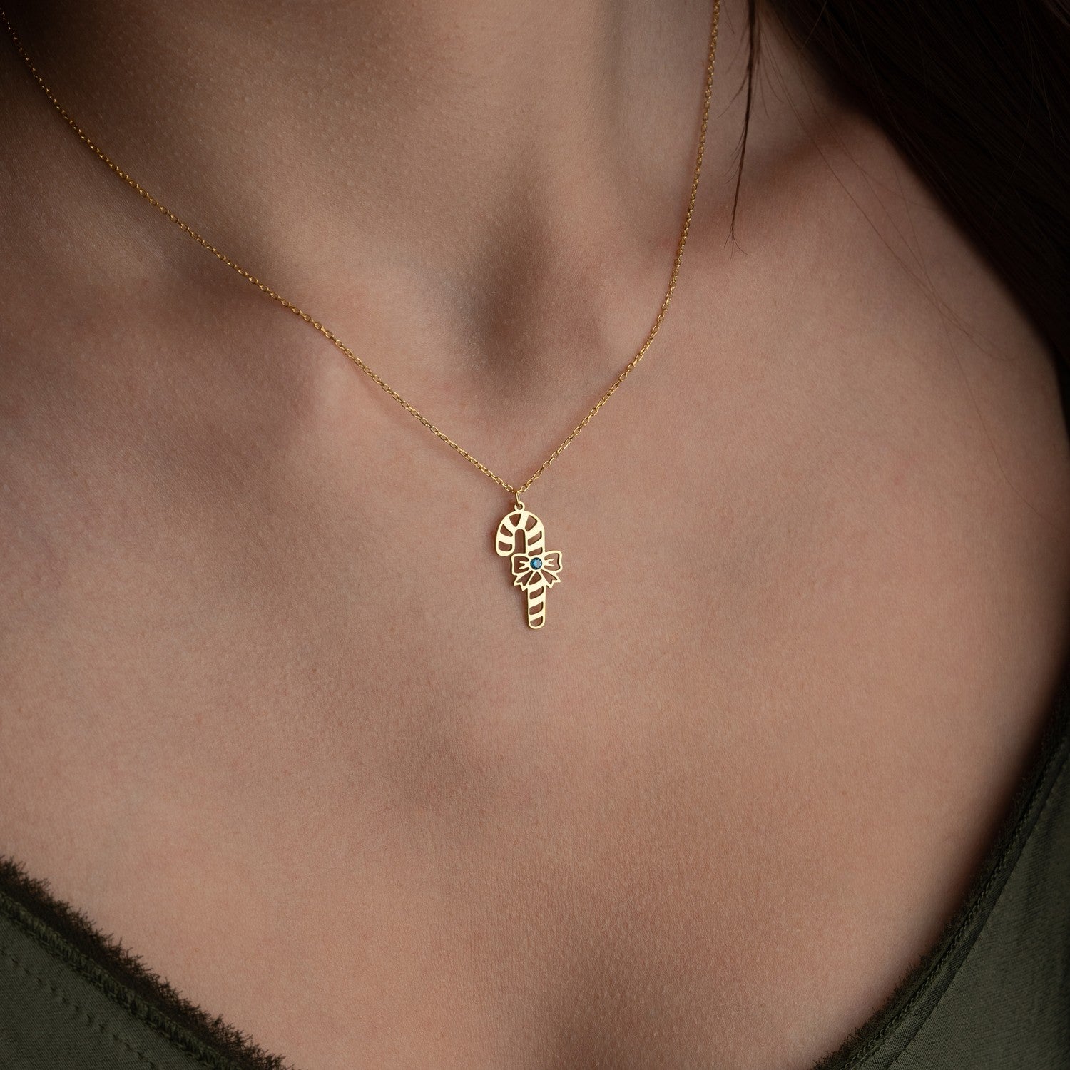 Candy Cane Necklace | Festive Birthstone Gift