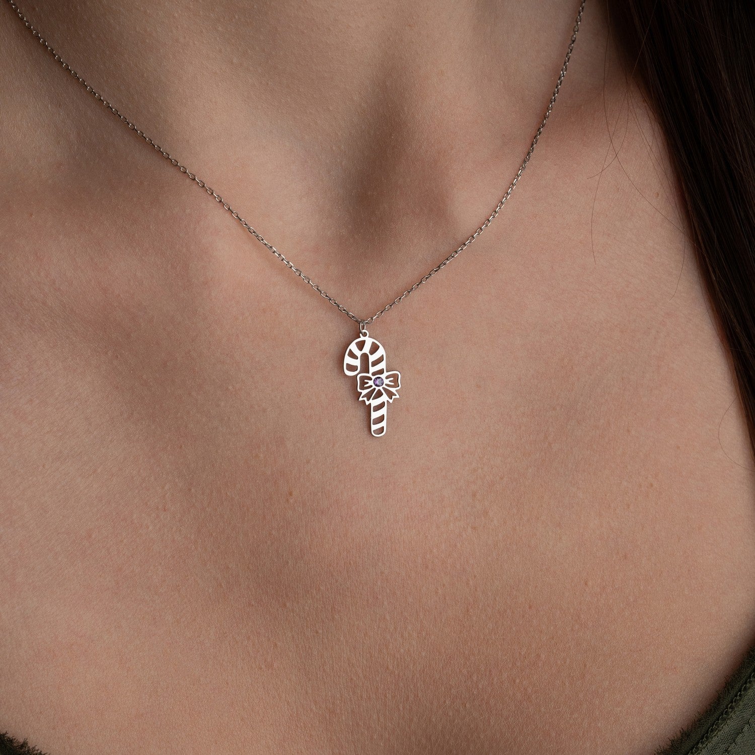 Candy Cane Necklace | Festive Birthstone Gift