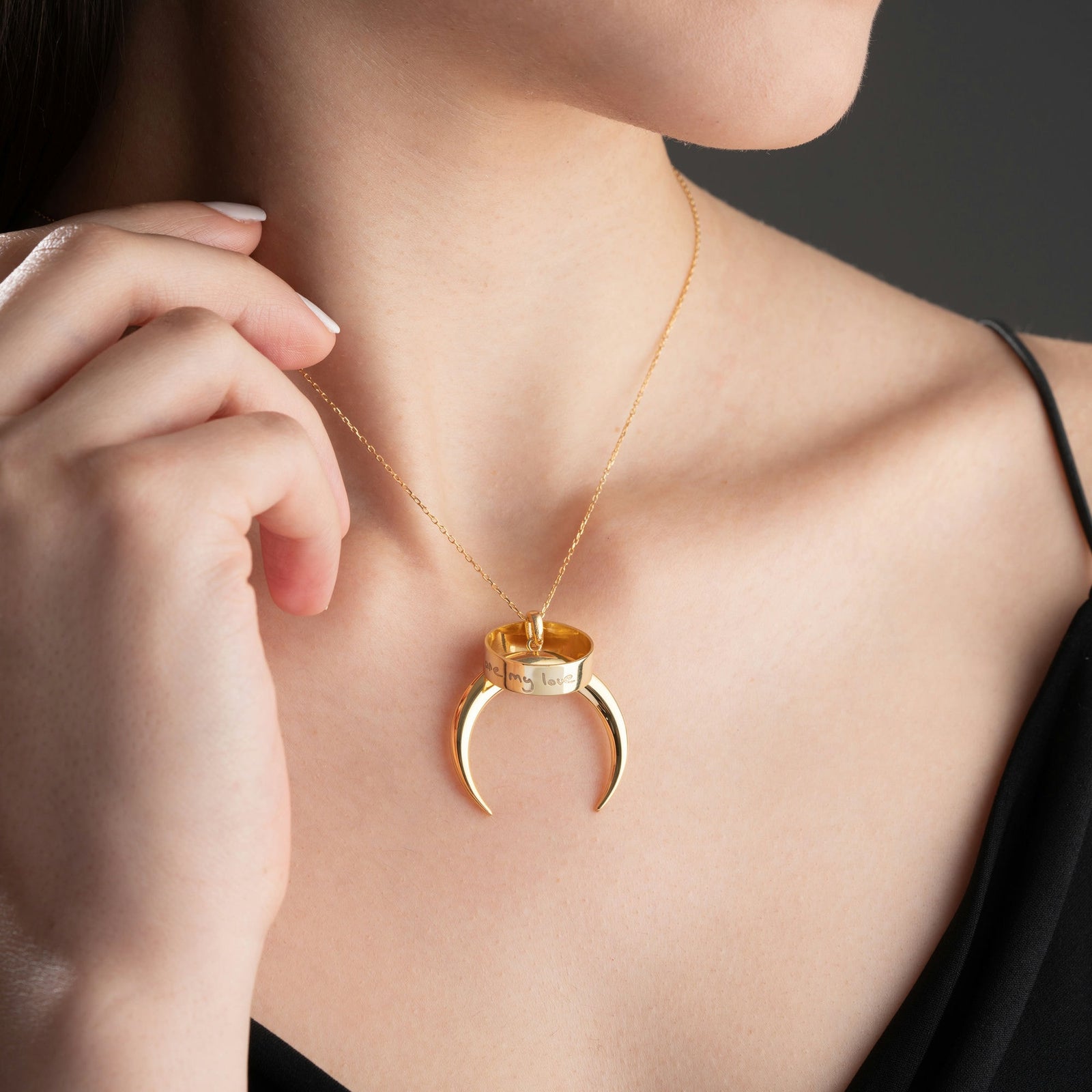 Crescent Moon Ring Holder Necklace