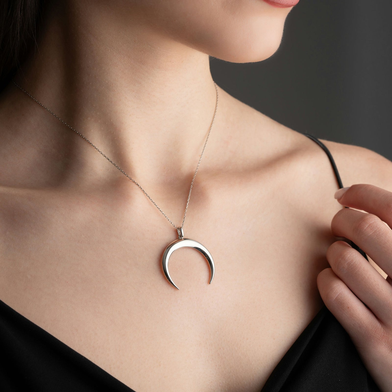 Crescent Moon Ring Holder Necklace