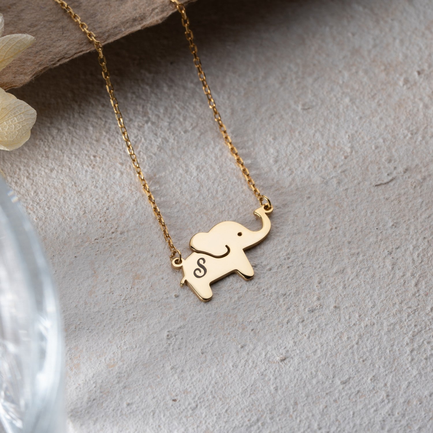 Personalised Elephant Initial Necklace