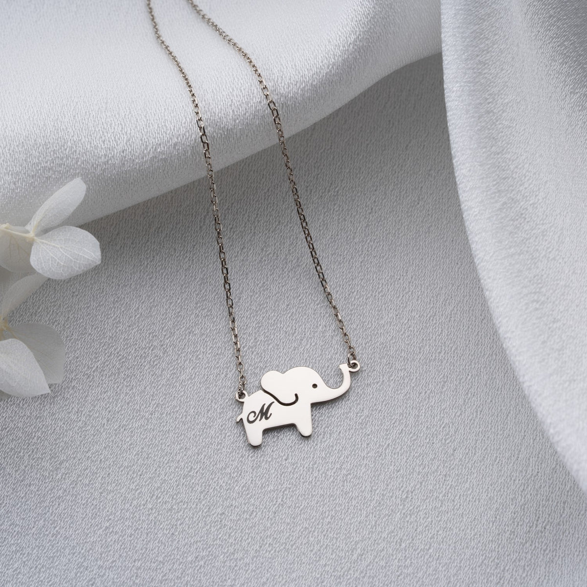 Personalised Elephant Initial Necklace