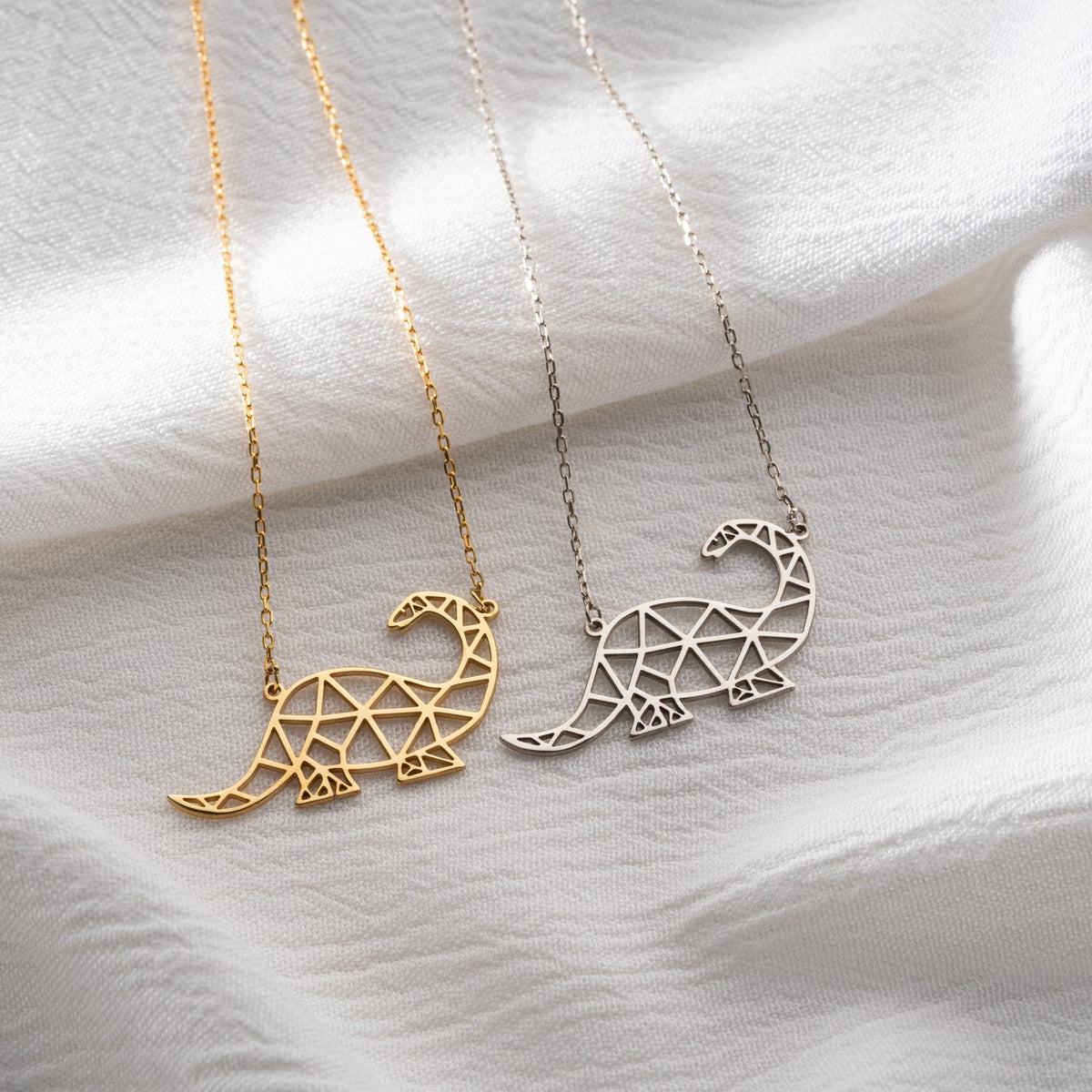 Geometric Dinosaur Necklace | Gift for T-Rex Lover