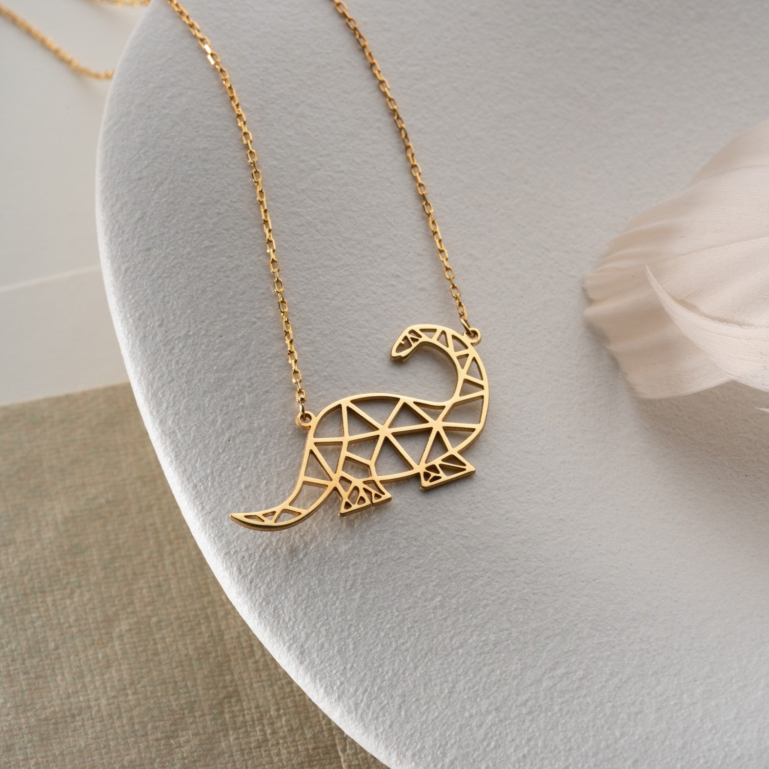 Geometric Dinosaur Necklace | Gift for T-Rex Lover