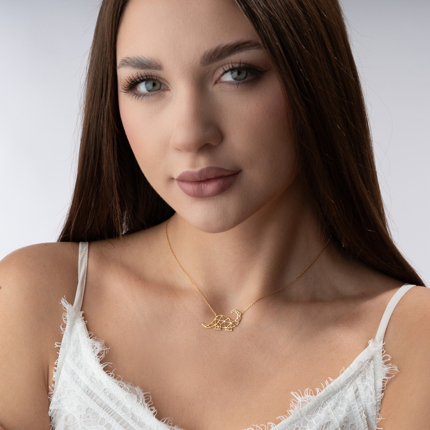 Geometric Dinosaur Necklace | Gift for T-Rex Lover