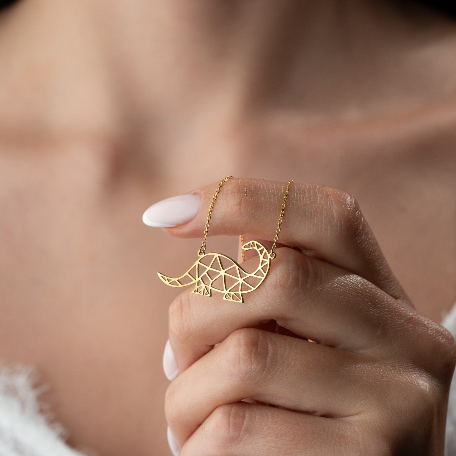 Geometric Dinosaur Necklace | Gift for T-Rex Lover