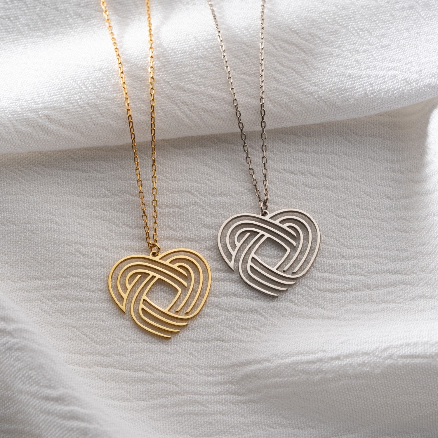Geometric Interlocking Heart Necklace | Symbol of Eternal Love