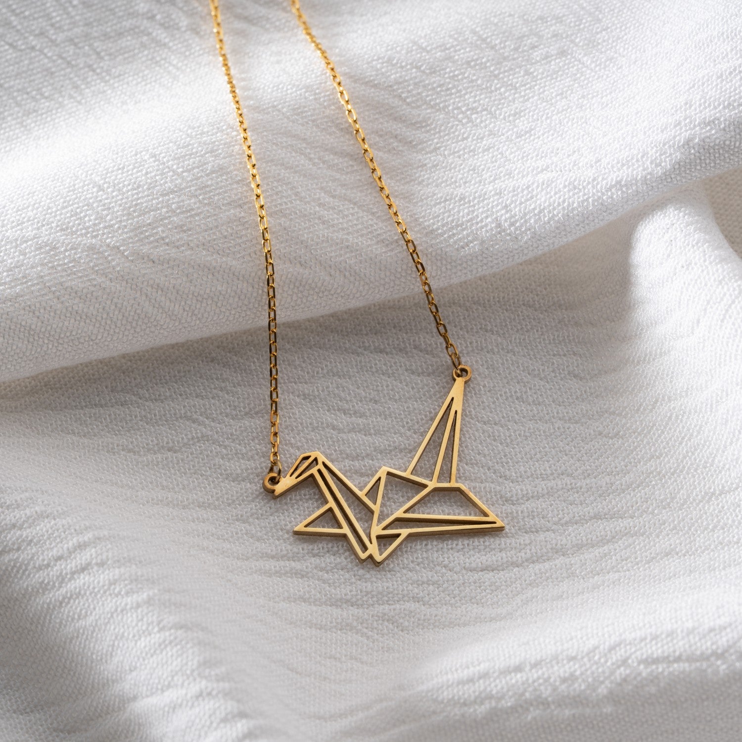 Geometric Origami Crane Necklace | Symbol of Hope & Peace