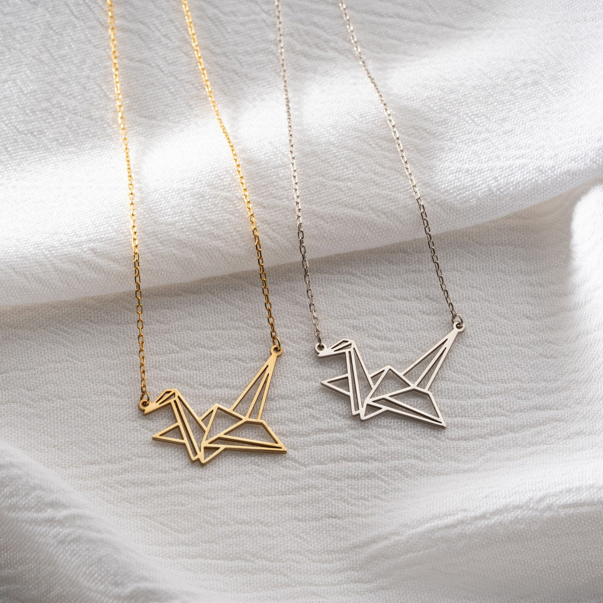 Geometric Origami Crane Necklace | Symbol of Hope & Peace