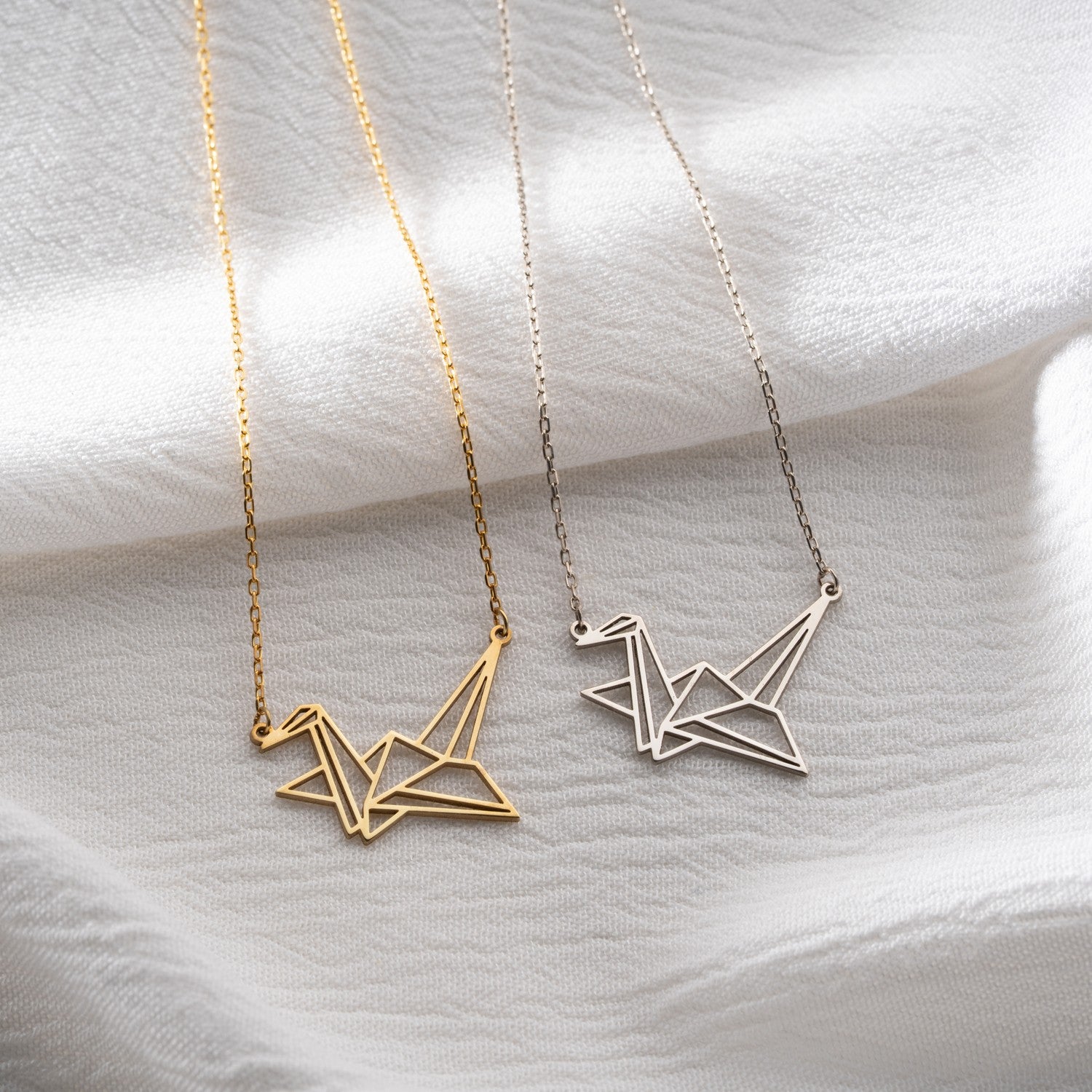 Geometric Origami Crane Necklace | Symbol of Hope & Peace