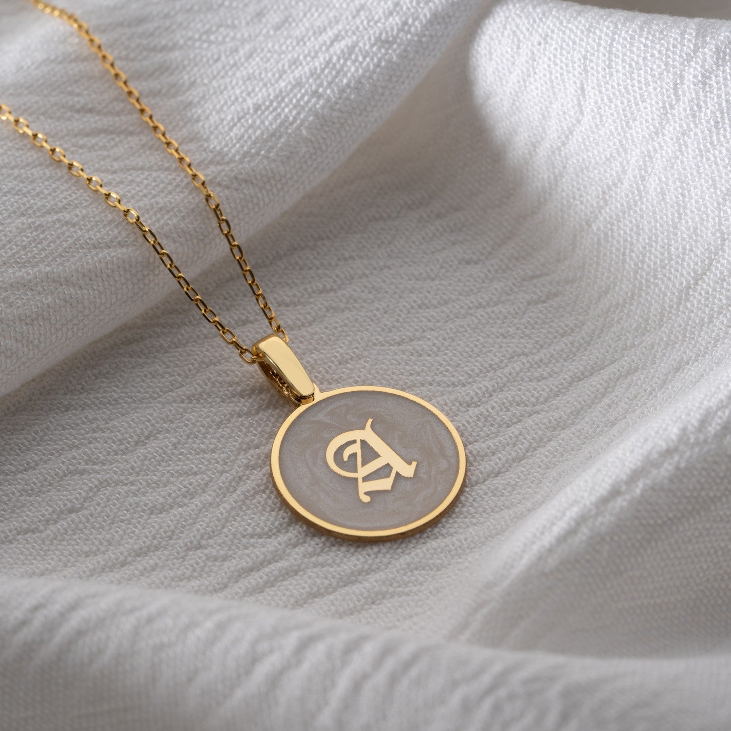 Gothic Initial Mother of Pearl Necklace | Edgy Personalised Gift