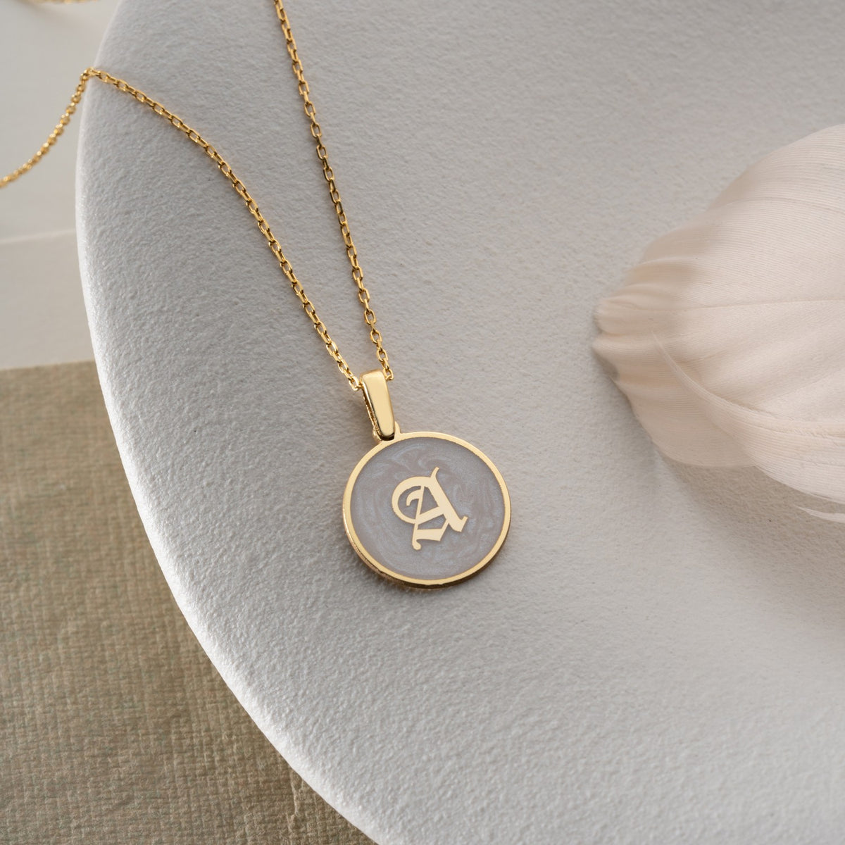 Gothic Initial Mother of Pearl Necklace | Edgy Personalised Gift