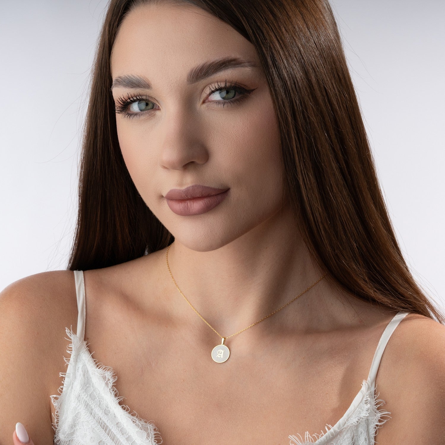 Gothic Initial Mother of Pearl Necklace | Edgy Personalised Gift