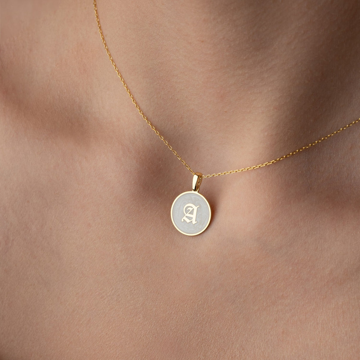 Gothic Initial Mother of Pearl Necklace | Edgy Personalised Gift