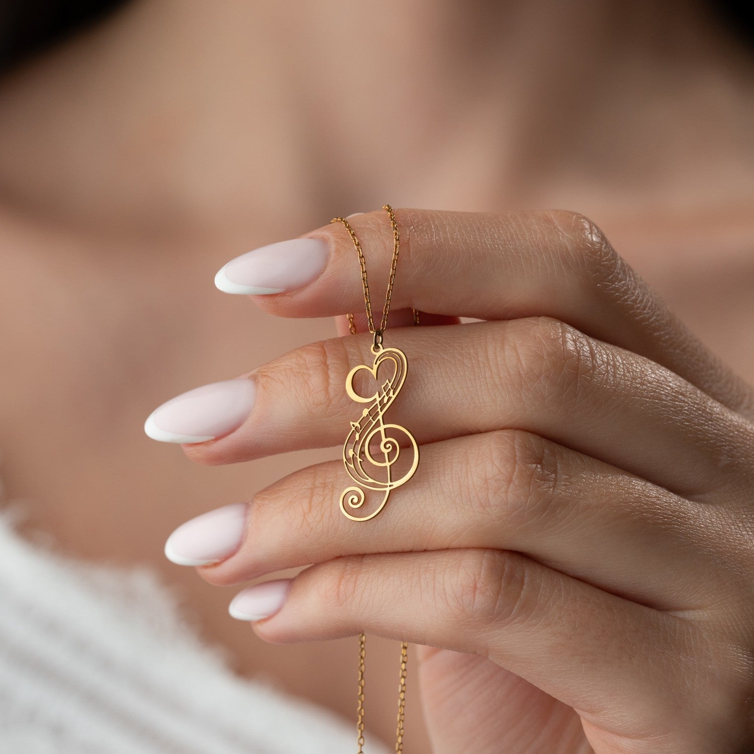 Heart Treble Clef Necklace | Gift for Music Lover