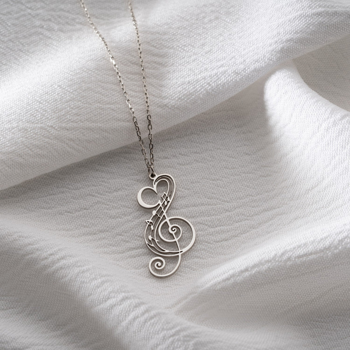 Heart Treble Clef Necklace | Gift for Music Lover