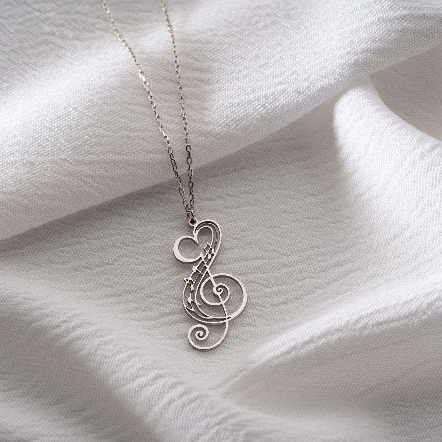 Heart Treble Clef Necklace | Gift for Music Lover