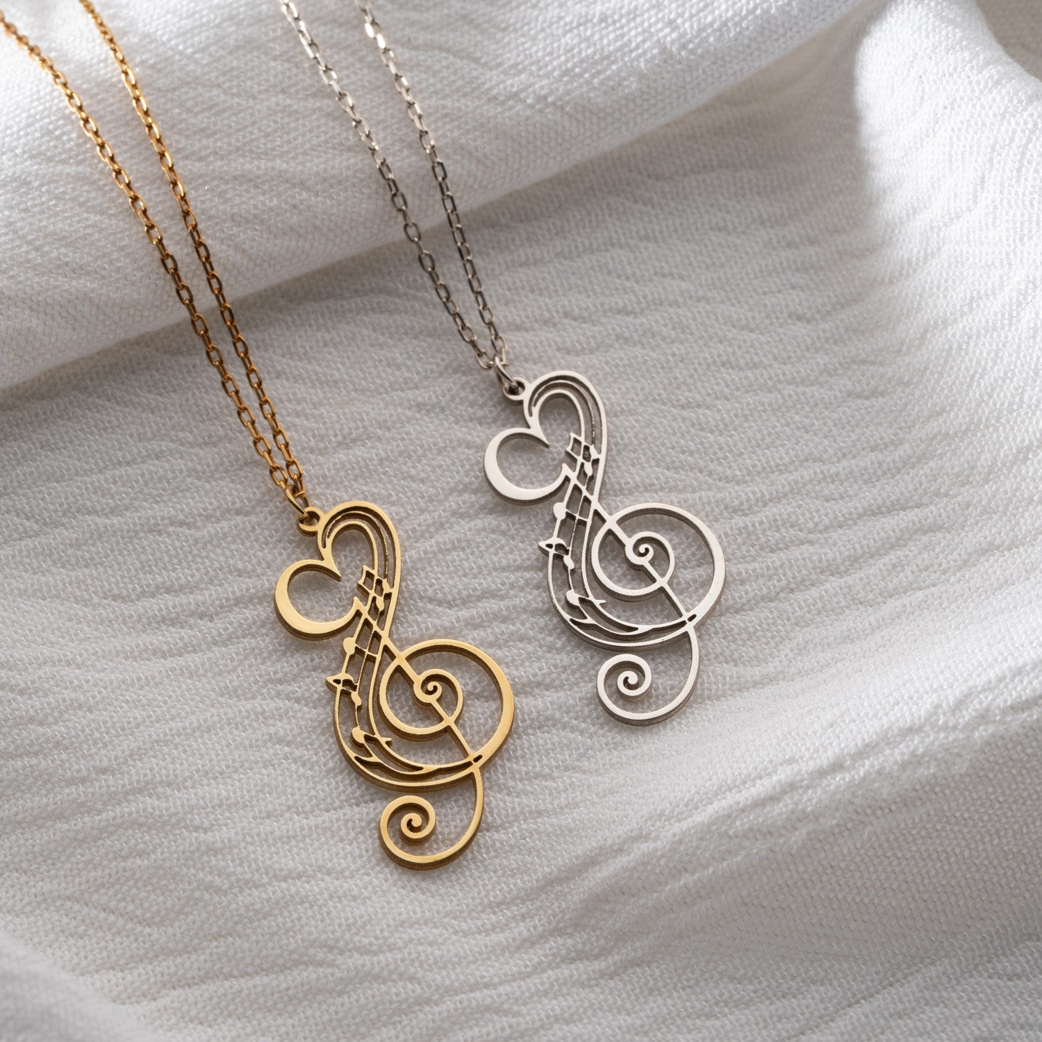 Heart Treble Clef Necklace | Gift for Music Lover