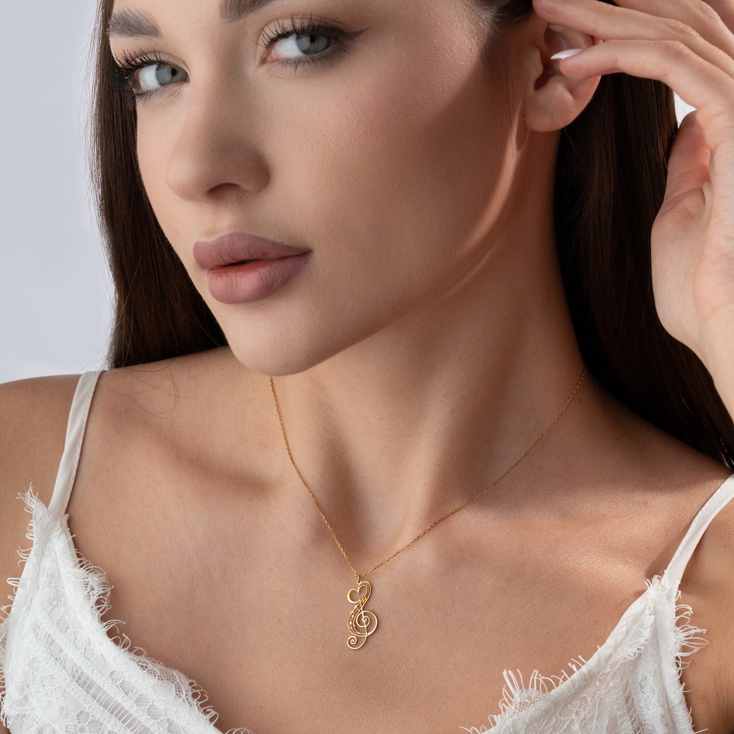 Heart Treble Clef Necklace | Gift for Music Lover