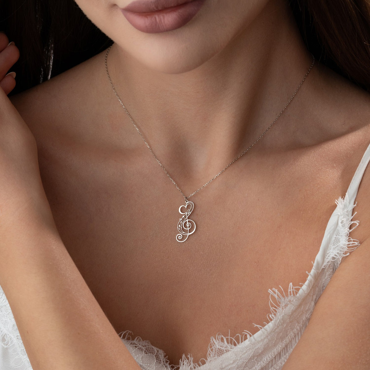 Heart Treble Clef Necklace | Gift for Music Lover