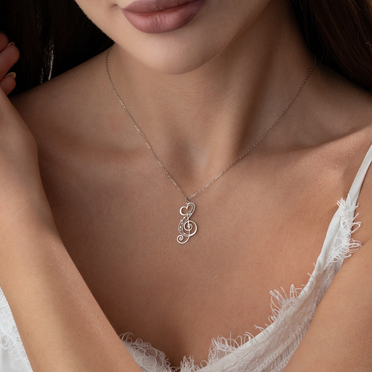 Heart Treble Clef Necklace | Gift for Music Lover