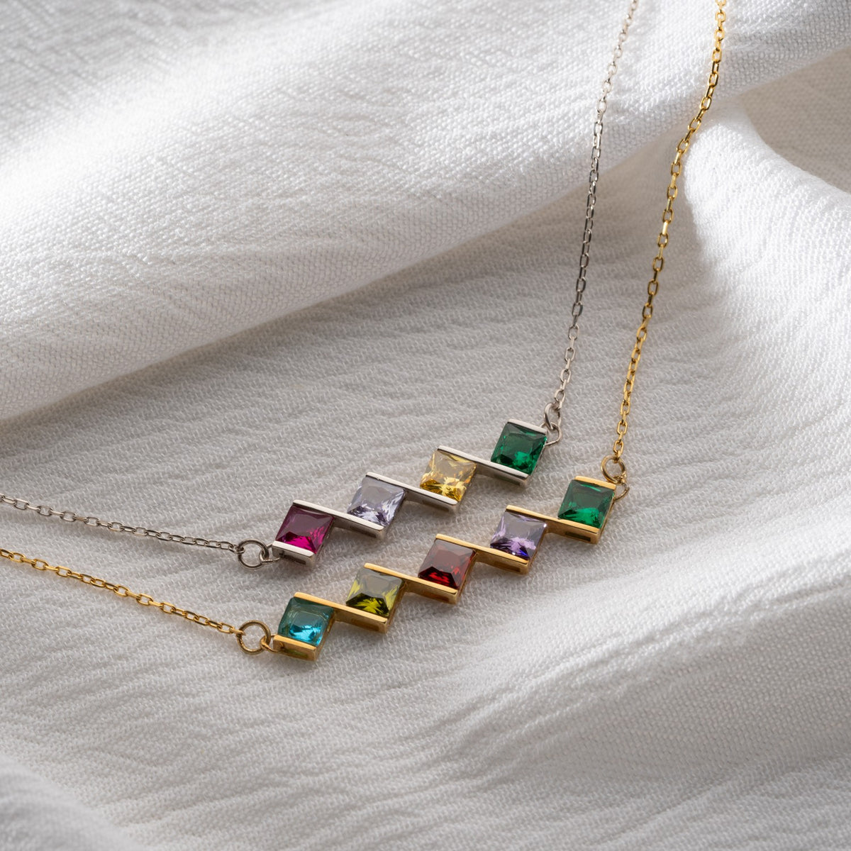"Side by Side" Family Birthstone Necklace