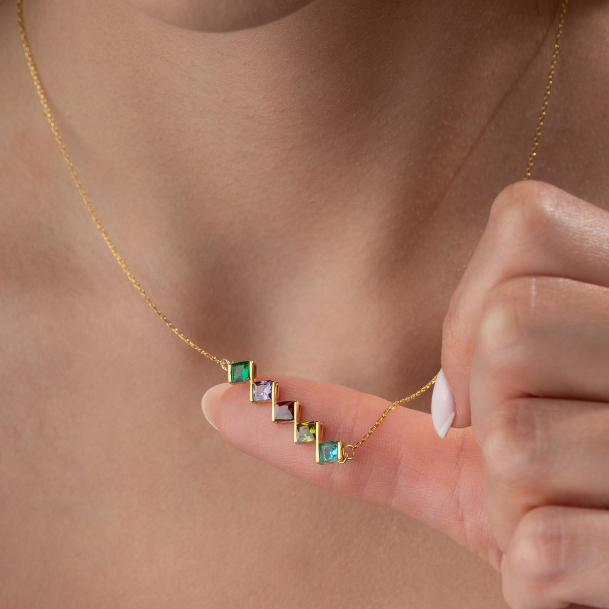 "Side by Side" Family Birthstone Necklace