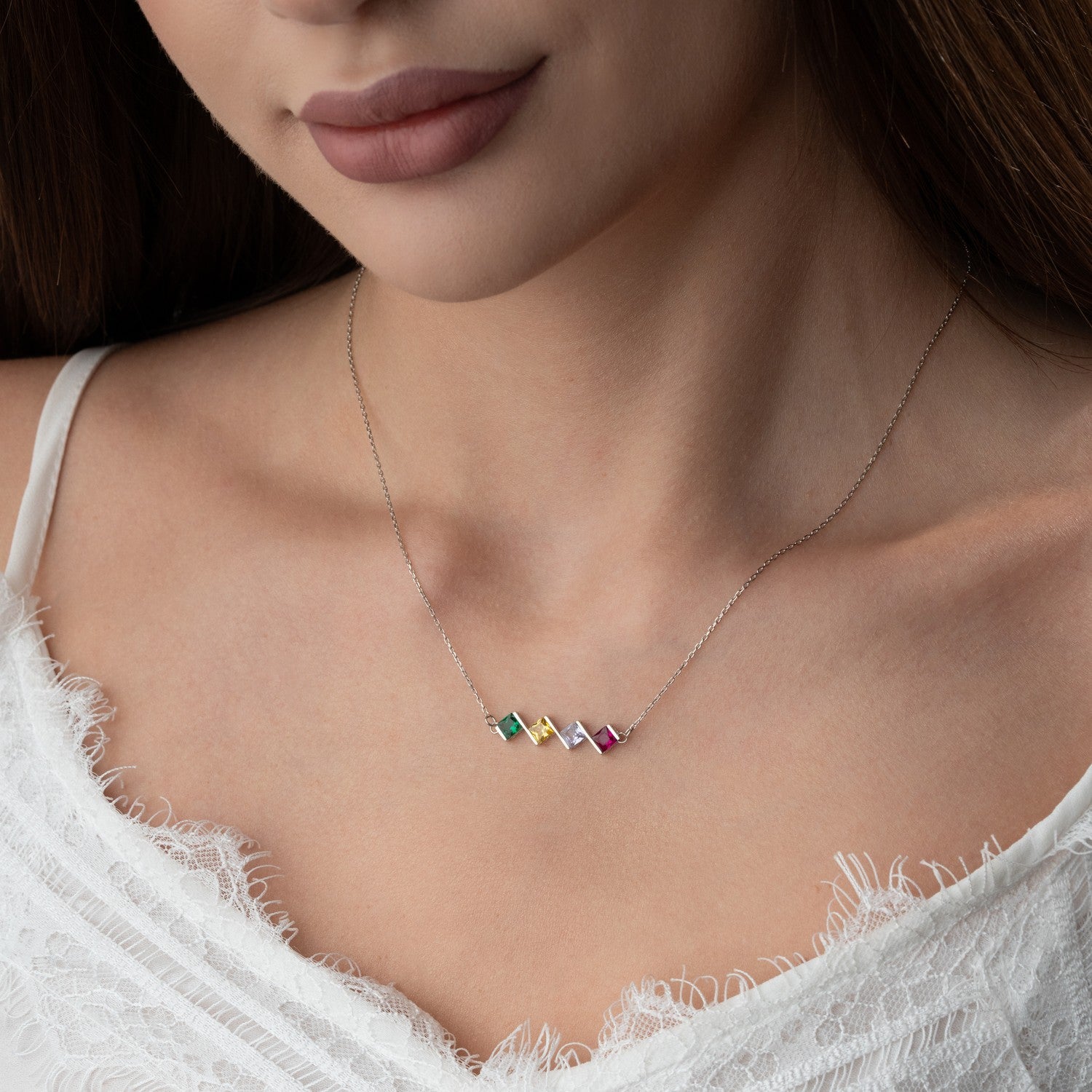 "Side by Side" Family Birthstone Necklace