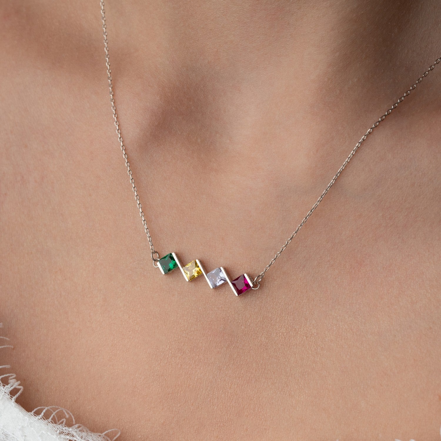 "Side by Side" Family Birthstone Necklace