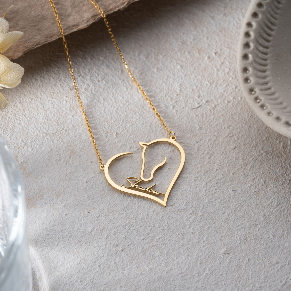 Personalised Horse Heart Necklace | Gift for Horse Lover