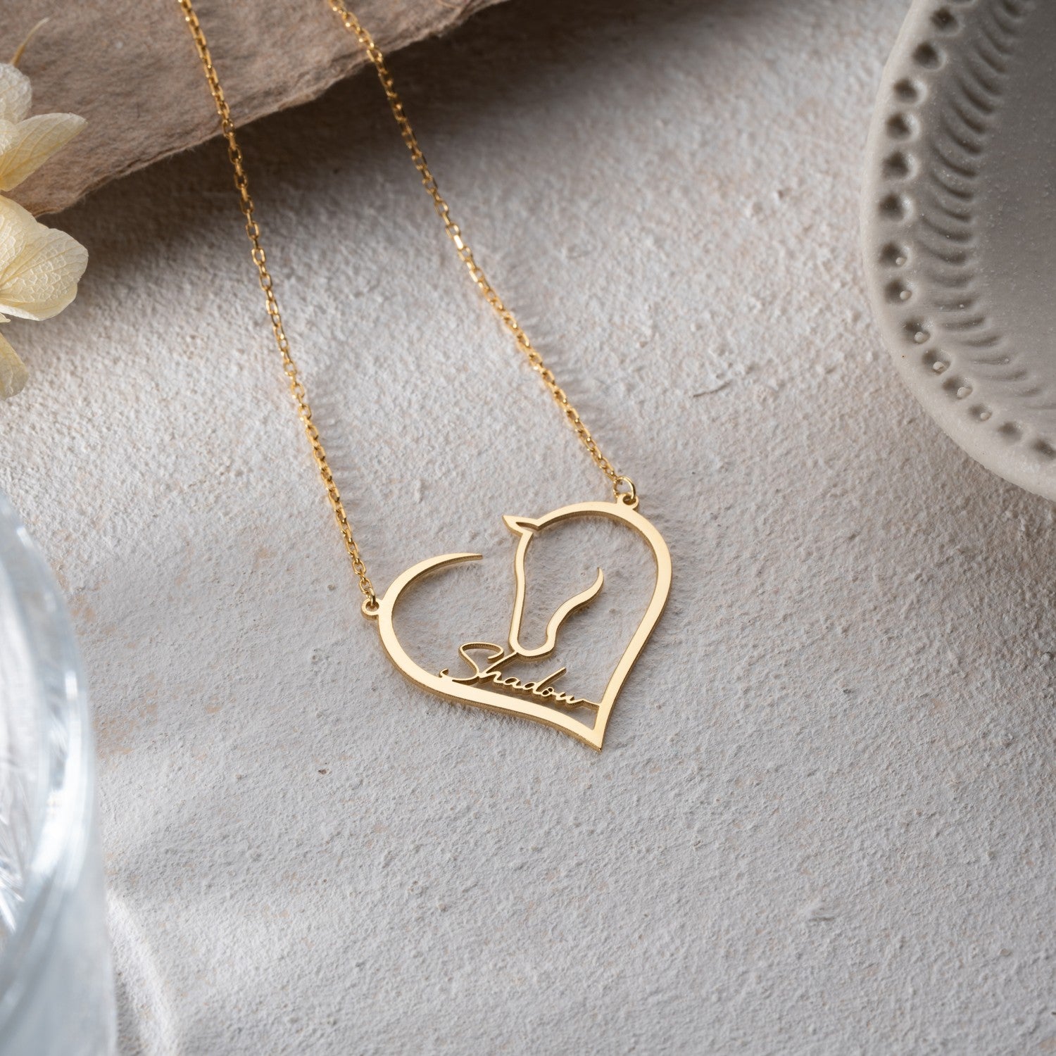 Personalised Horse Heart Necklace | Gift for Horse Lover