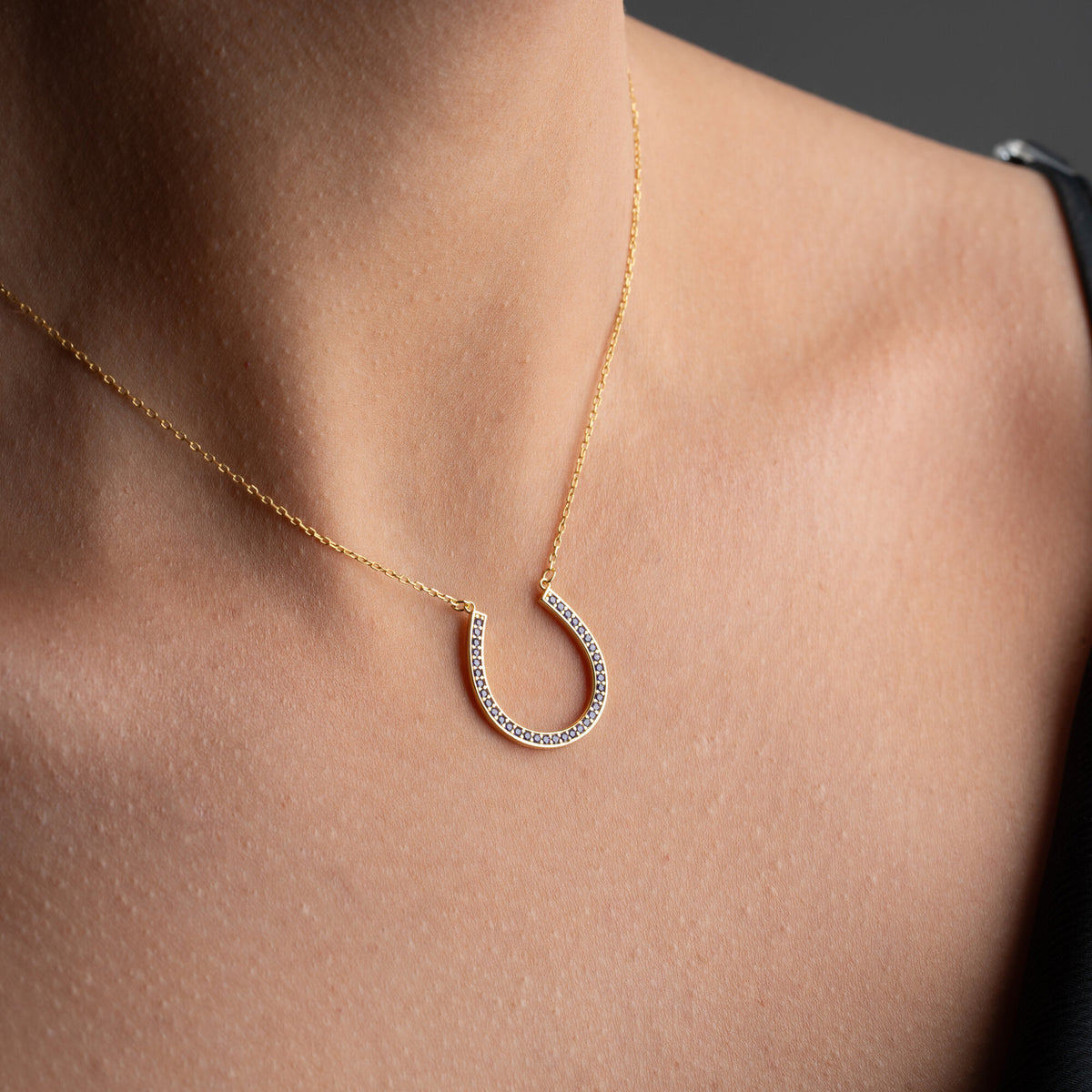 Horseshoe Necklace with Birthstone