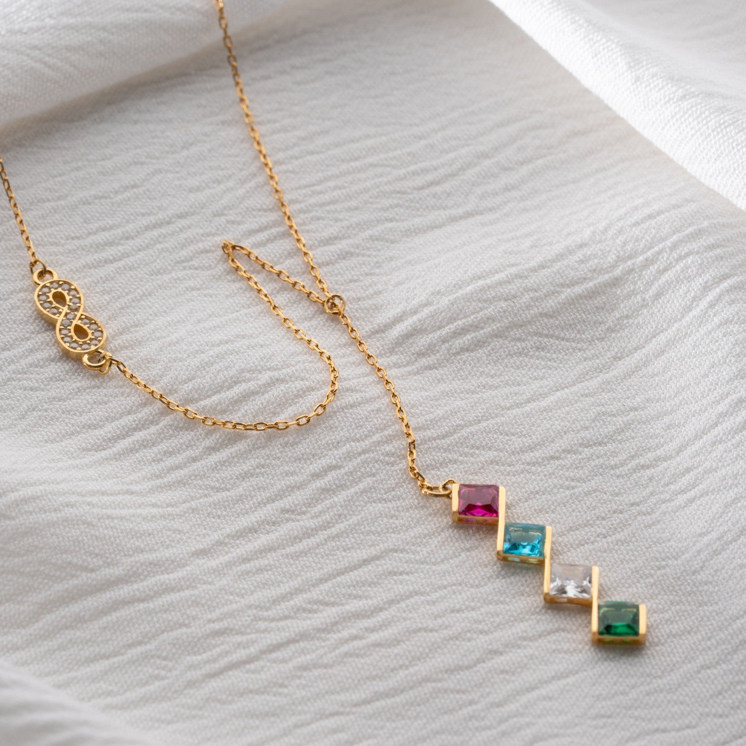 Infinity Birthstone Lariat Necklace