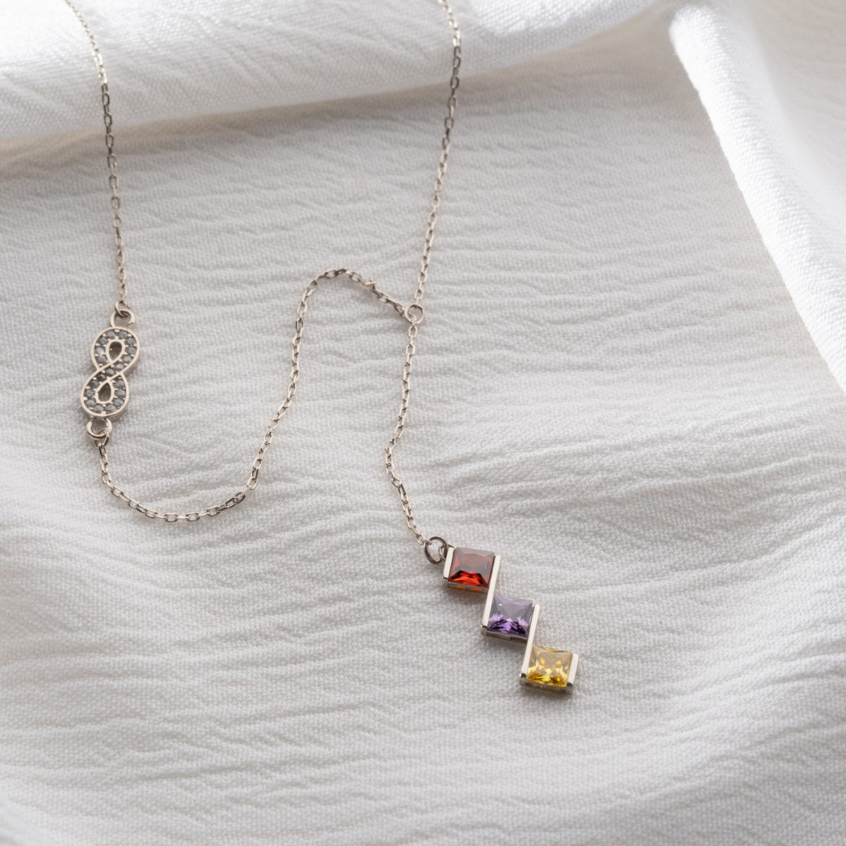 Infinity Birthstone Lariat Necklace