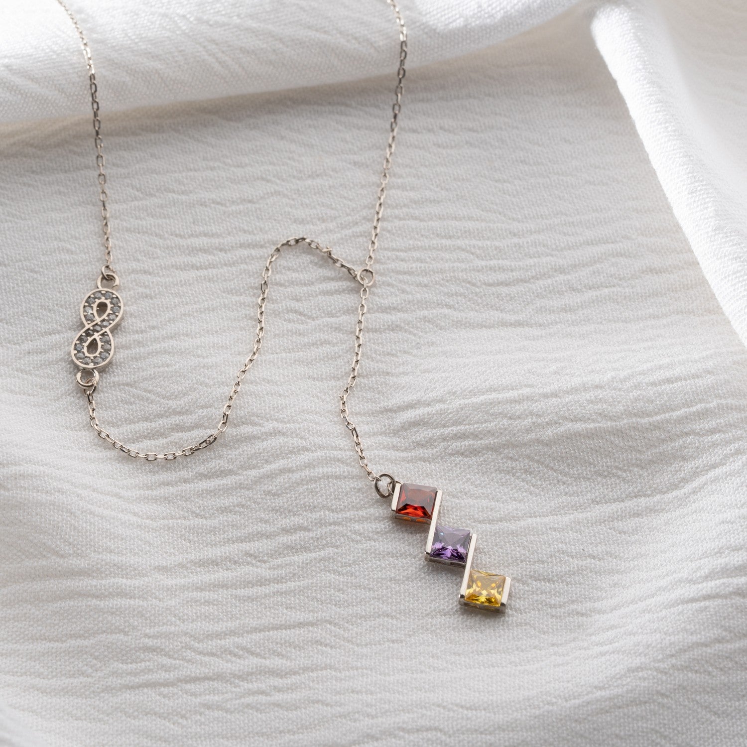 Infinity Birthstone Lariat Necklace