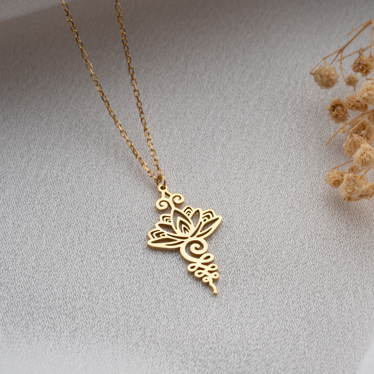 Lotus Flower Unalome Necklace