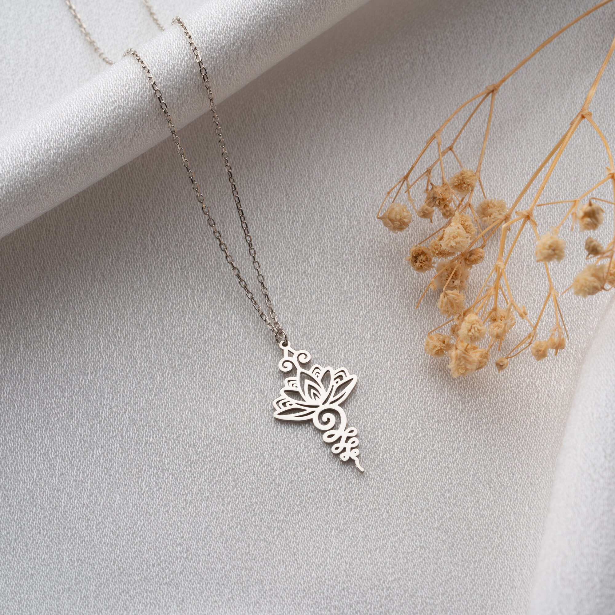 Lotus Flower Unalome Necklace