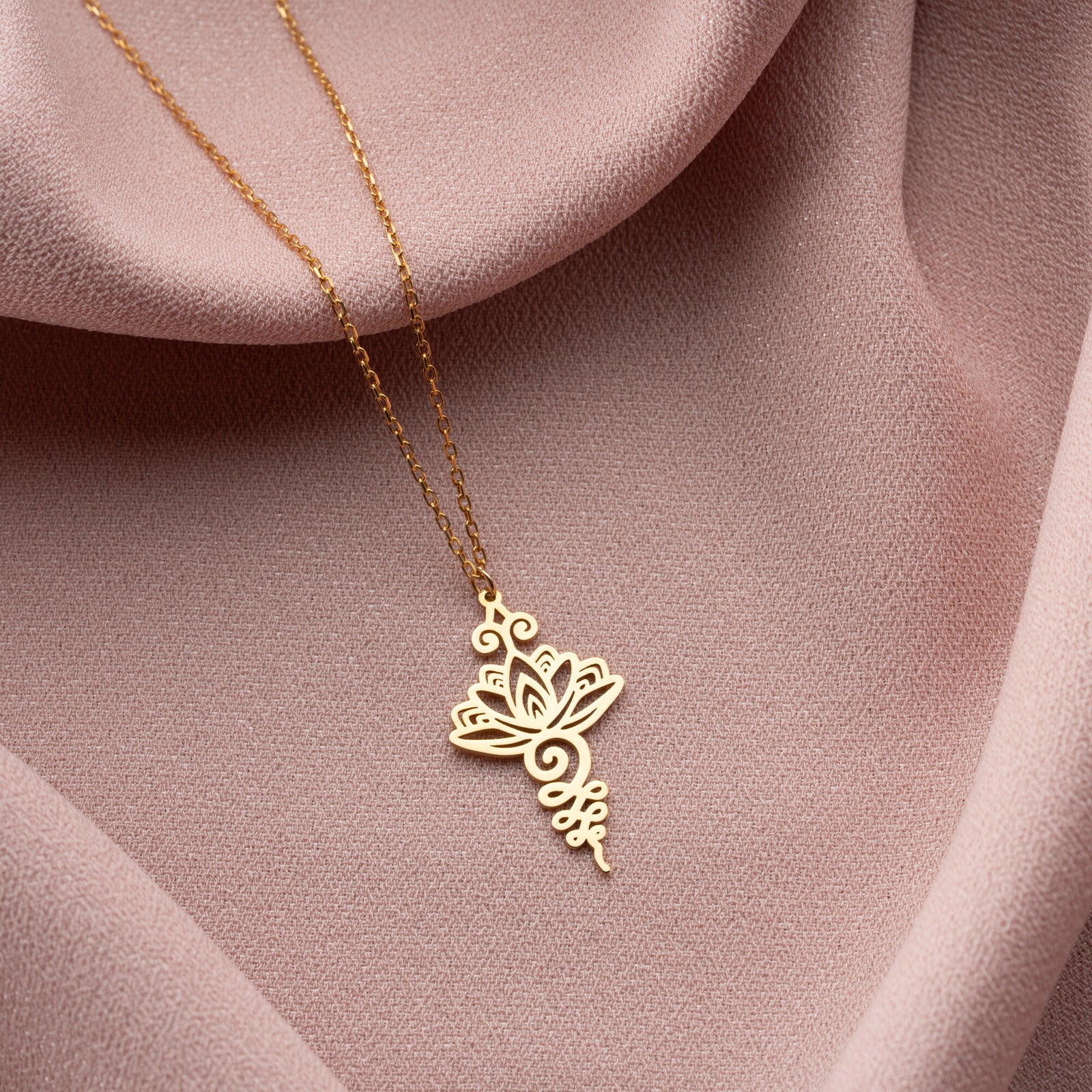 Lotus Flower Unalome Necklace