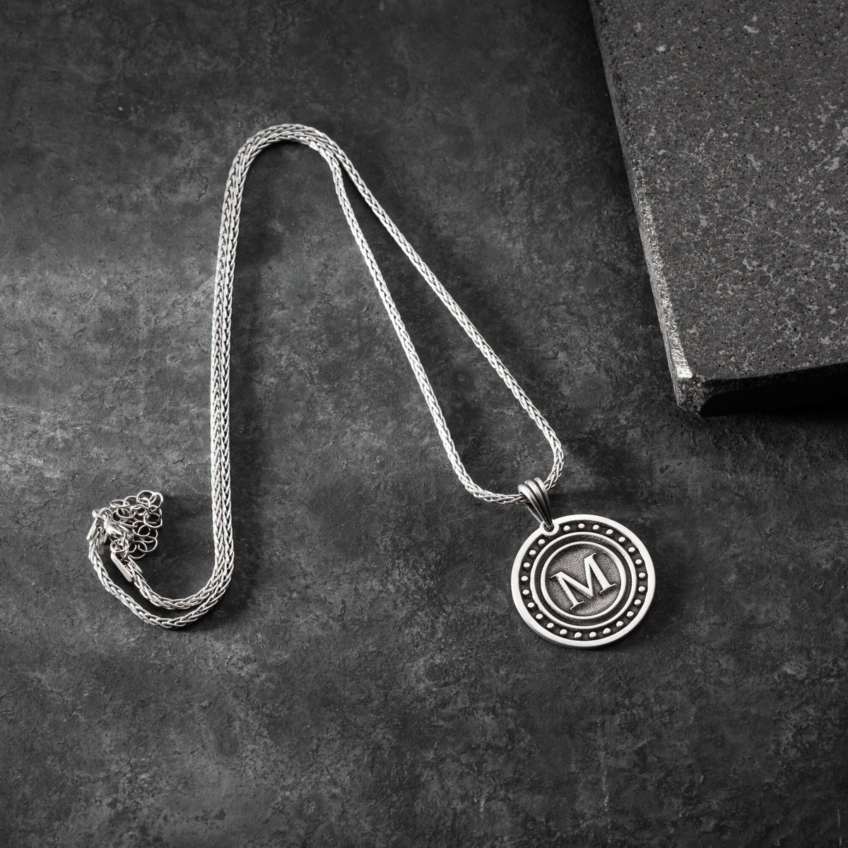 Circle Initial Necklace for Men