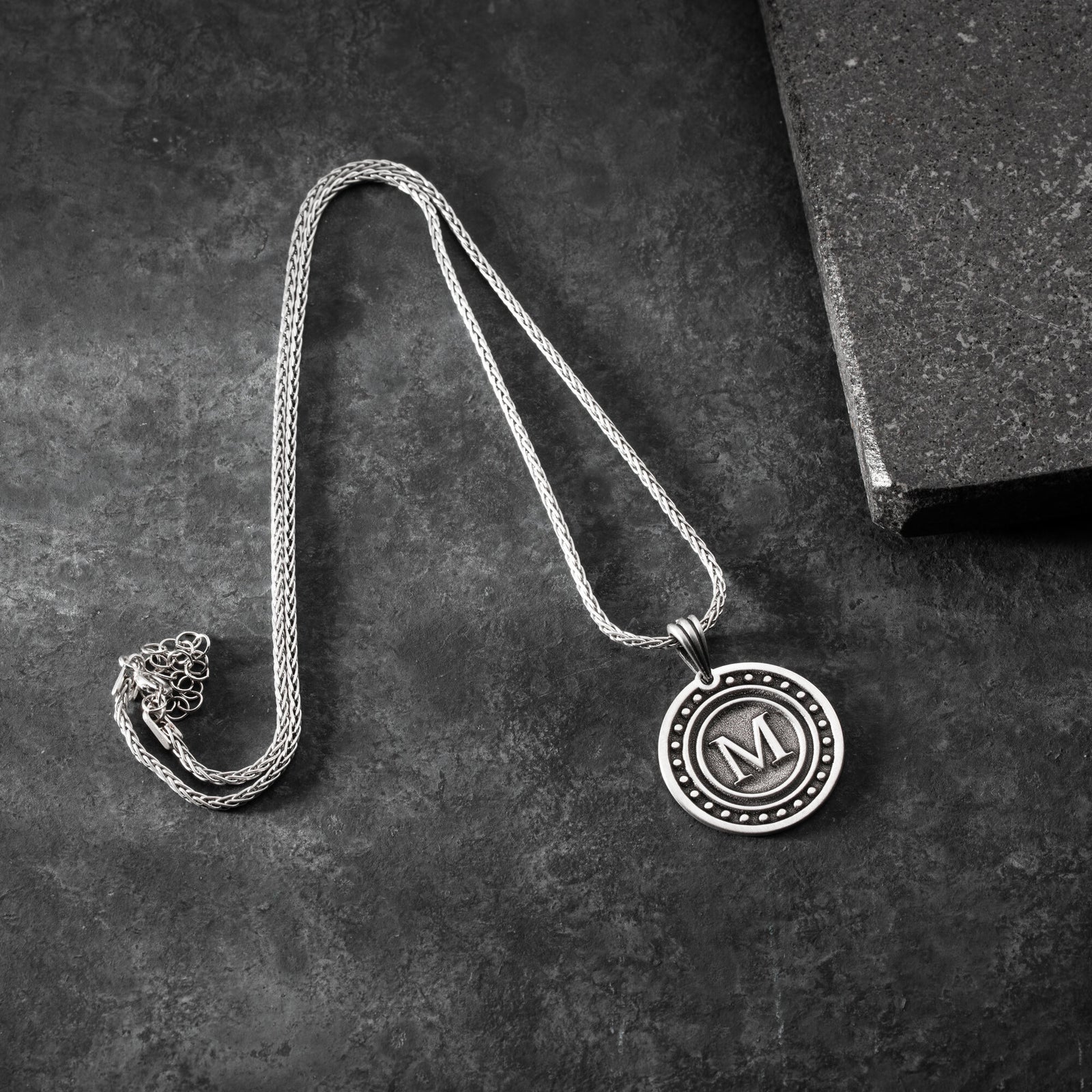 Circle Initial Necklace for Men