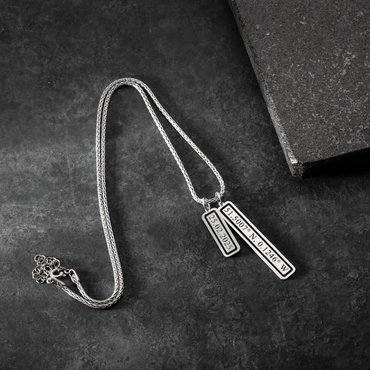 Coordinates and Date Necklace For Men