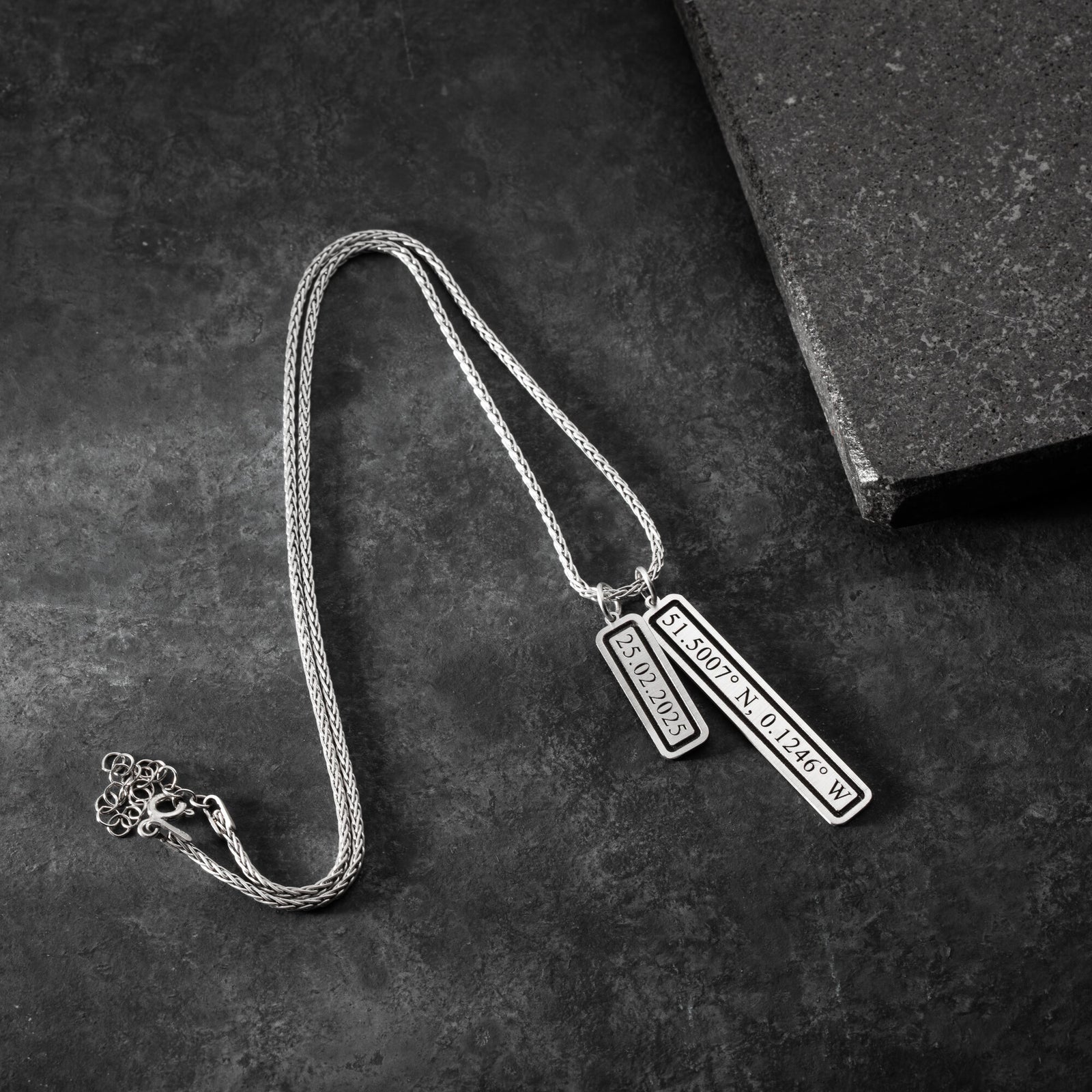 Coordinates and Date Necklace For Men