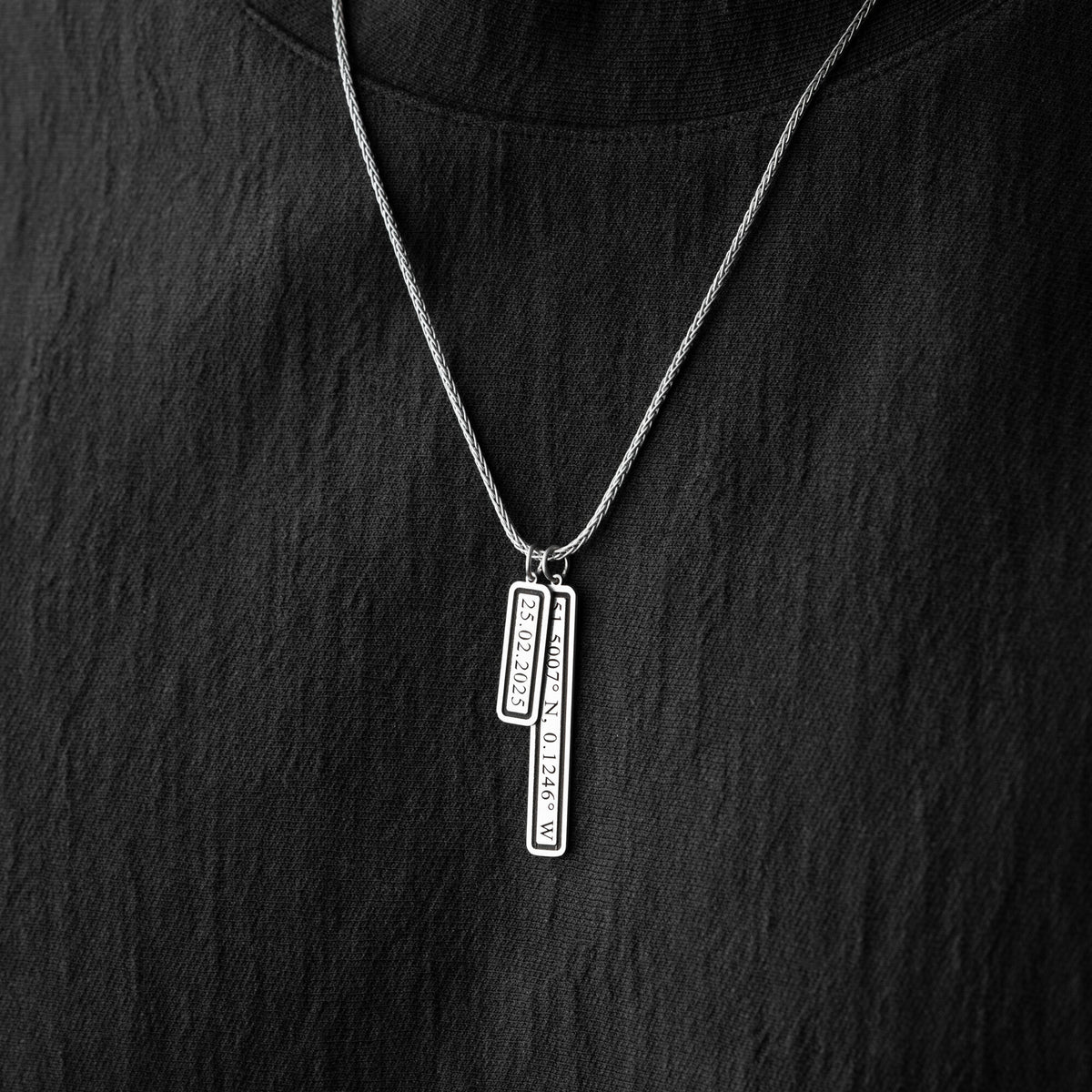 Coordinates and Date Necklace For Men