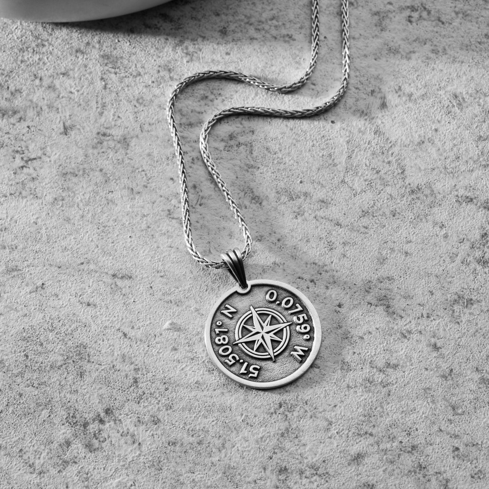 Custom Coordinates Compass Necklace For Men