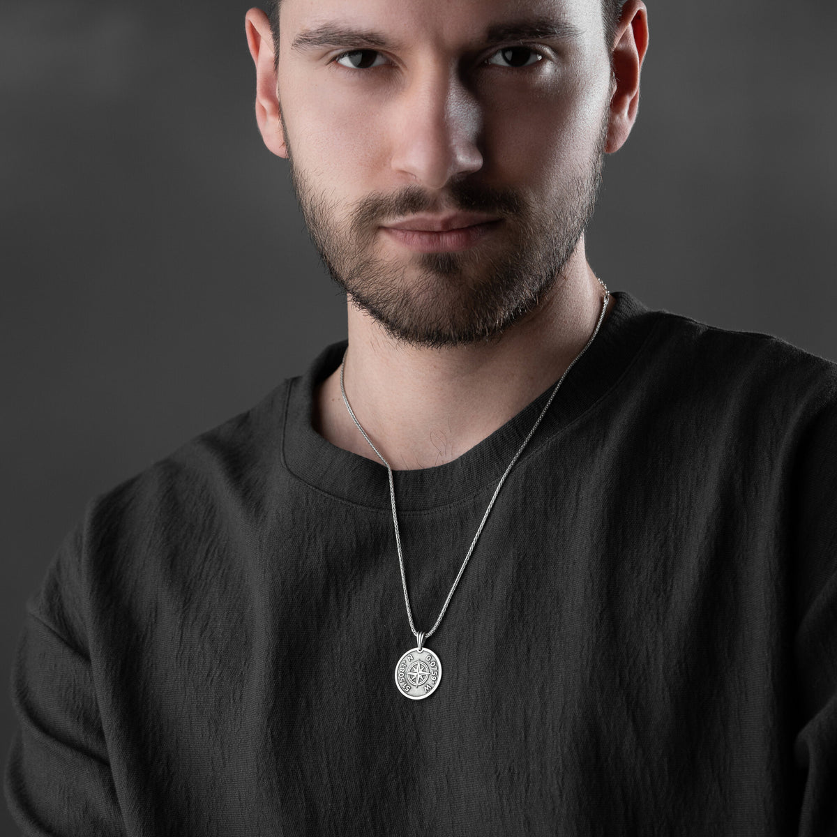 Custom Coordinates Compass Necklace For Men