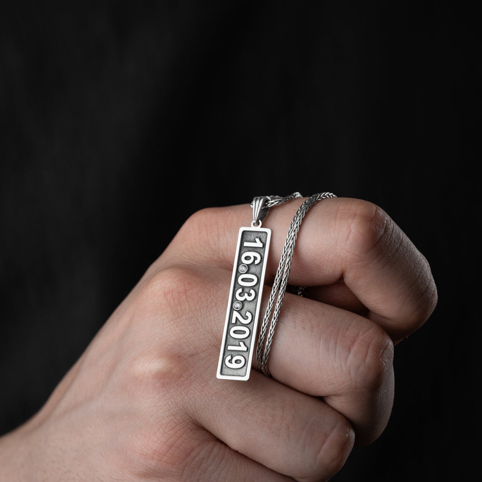 Special Date Necklace For Men With Birthstone