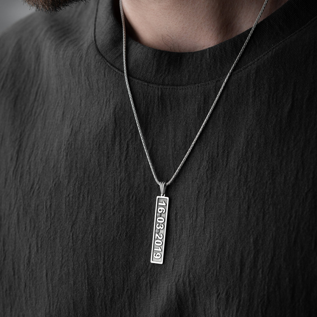 Special Date Necklace For Men With Birthstone