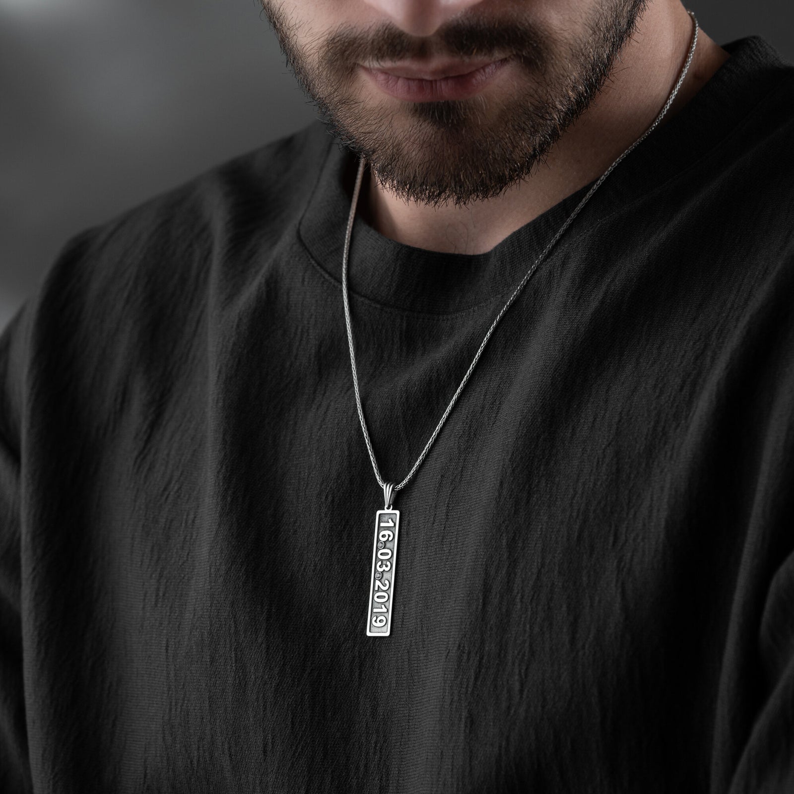 Special Date Necklace For Men With Birthstone