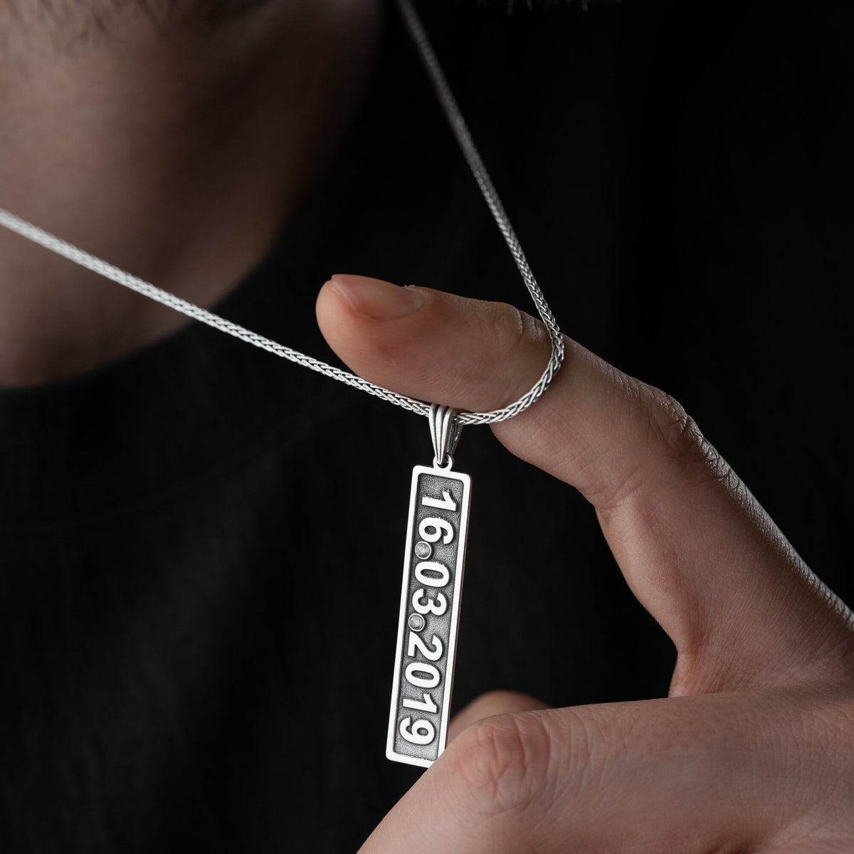 Special Date Necklace For Men With Birthstone