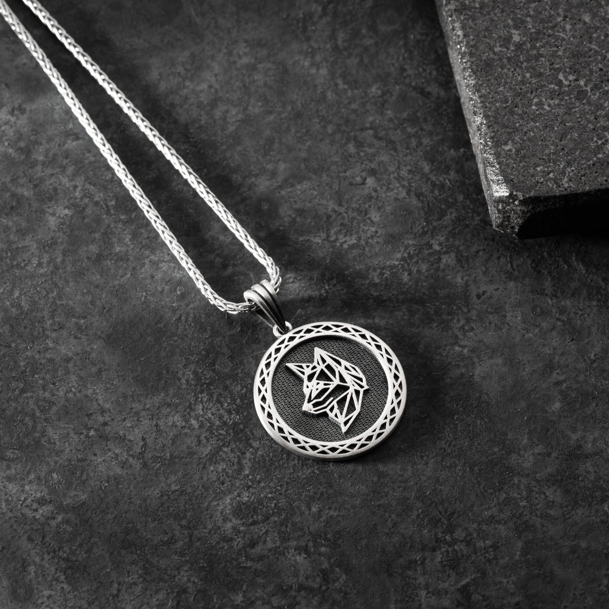 Origami Wolf Necklace For Men